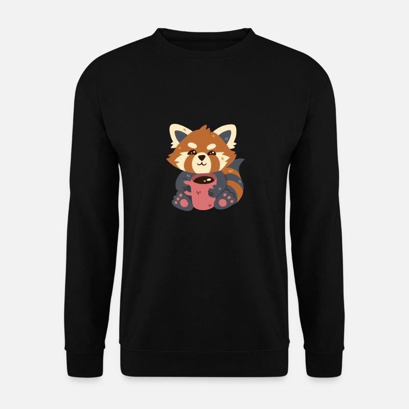 Roter Panda mit Kaffee - Unisex Pullover - Schwarz