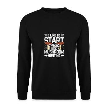Start the day with mushroom hunting - Unisex Pullover - Schwarz - Vorne - Alina (178cm) & Michal (187cm)
