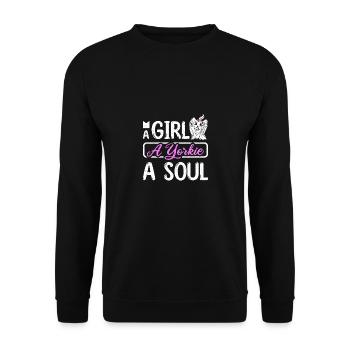 A girl a yorkie a soul - Unisex Sweatshirt - black - Front - Alina (178cm) & Michal (187cm)