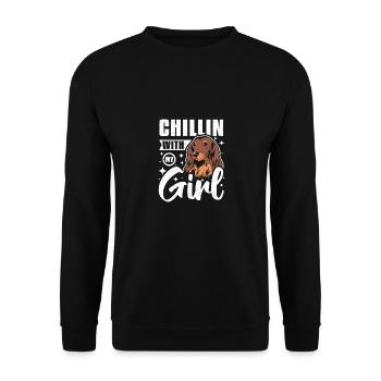 Chillin avec ma fille teckel - Sweat-shirt Unisexe - noir - Devant - Alina (178cm) & Michal (187cm)