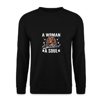 Une femme un teckel une âme - Sweat-shirt Unisexe - noir - Devant - Alina (178cm) & Michal (187cm)