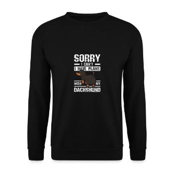 Désolé je ne peux pas j’ai des plans avec mon teckel - Sweat-shirt Unisexe - noir - Devant - Alina (178cm) & Michal (187cm)