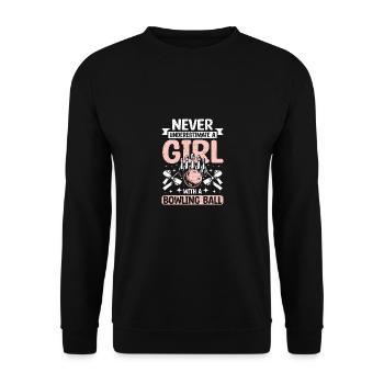 Ne sous-estimez jamais une fille avec une boule de bowling - Sweat-shirt Unisexe - noir - Devant - Alina (178cm) & Michal (187cm)