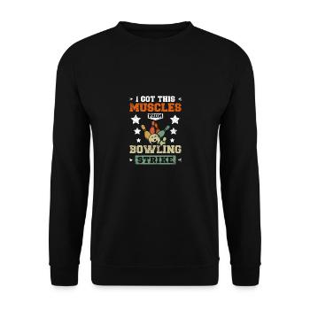 C’est drôle que j’ai eu ces muscles de la frappe de bowling - Sweat-shirt Unisexe - noir - Devant - Alina (178cm) & Michal (187cm)