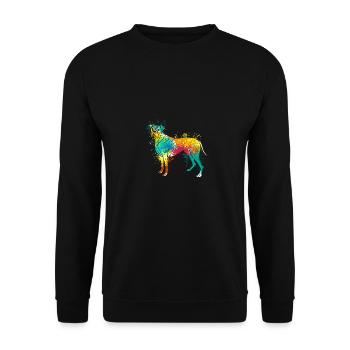 colorful splash art dog lover Boxer Dog - Unisex Pullover - Schwarz - Vorne - Alina (178cm) & Michal (187cm)