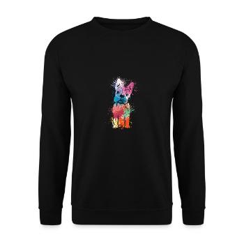 colorful splash art dog lover French bulldog - Unisex Pullover - Schwarz - Vorne - Alina (178cm) & Michal (187cm)