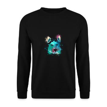 Colorful Splash Art Dog Lover Siberian Husky - Unisex Sweatshirt - black - Front - Alina (178cm) & Michal (187cm)