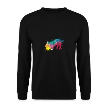 Colorful Splash Art Dog Lover Yorkie - Unisex Sweatshirt - black - Front - Alina (178cm) & Michal (187cm)