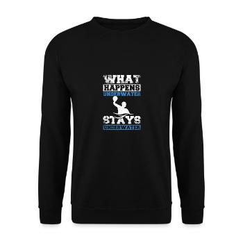 Happens underwater stays underwater, water polo - Unisex Pullover - Schwarz - Vorne - Alina (178cm) & Michal (187cm)