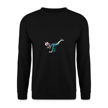 Splash art Dinosaur velociraptor skeleton - Unisex Pullover - Schwarz - Vorne - Alina (178cm) & Michal (187cm)