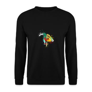 Splash art Dinosaur Parasaurolophus head - Unisex Pullover - Schwarz - Vorne - Alina (178cm) & Michal (187cm)