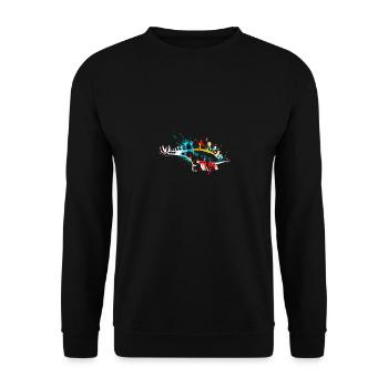 Splash art Dinosaur Stegosaurus - Unisex Pullover - Schwarz - Vorne - Alina (178cm) & Michal (187cm)