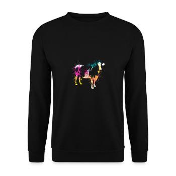 Colerfull Splash Art Farm animals cow - Unisex Pullover - Schwarz - Vorne - Alina (178cm) & Michal (187cm)
