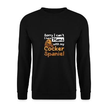 Je ne peux pas J’ai des projets avec mon cocker spaniel - Sweat-shirt Unisexe - noir - Devant - Alina (178cm) & Michal (187cm)