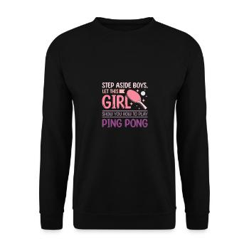 Laissez cette fille vous montrer comment jouer au ping-pong - Sweat-shirt Unisexe - noir - Devant - Alina (178cm) & Michal (187cm)