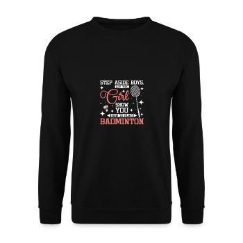 Laissez cette fille vous montrer comment jouer au badminton - Sweat-shirt Unisexe - noir - Devant - Alina (178cm) & Michal (187cm)
