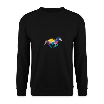 Colorful Splash Art Farm animaux Cheval - Sweat-shirt Unisexe - noir - Devant - Alina (178cm) & Michal (187cm)