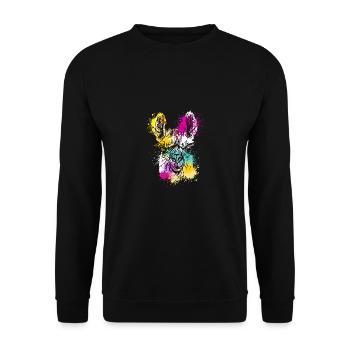 Colorful Splash Art Farm animals alpaca Llama head - Unisex Sweatshirt - black - Front - Alina (178cm) & Michal (187cm)