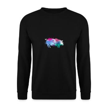 Colorful Splash Art Farm animals pig - Unisex Sweatshirt - black - Front - Alina (178cm) & Michal (187cm)