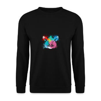 Colorful Splash Art Farm animals pig head - Unisex Sweatshirt - black - Front - Alina (178cm) & Michal (187cm)