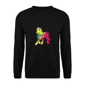 Poney coloré Splash Art Farm animaux - Sweat-shirt Unisexe - noir - Devant - Alina (178cm) & Michal (187cm)