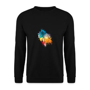 Animaux colorés Splash Art Farm tête de poney - Sweat-shirt Unisexe - noir - Devant - Alina (178cm) & Michal (187cm)