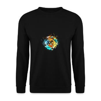 Splash Art Monkey Borneo Orangutan - Unisex Sweatshirt - black - Front - Alina (178cm) & Michal (187cm)