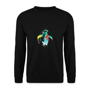 Splash Art Pingouin Pingouin Emperor Penguin - Sweat-shirt Unisexe - noir - Devant - Alina (178cm) & Michal (187cm)