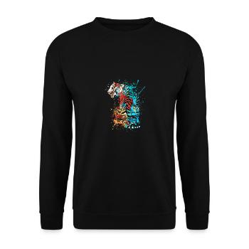 Splash Art Sibirischer indischer tiger - Unisex Pullover - Schwarz - Vorne - Alina (178cm) & Michal (187cm)