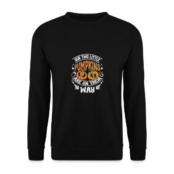 Pregnancy twins Our two little pumpkins on the way - Unisex Pullover - Schwarz - Vorne - Alina (178cm) & Michal (187cm)