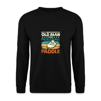 Sous-estimer un vieil homme avec une pagaie de pickleball - Sweat-shirt Unisexe - noir - Devant - Alina (178cm) & Michal (187cm)