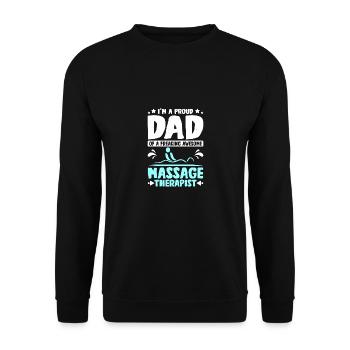 Fathers day dad of a awesome Massage therapist - Unisex Pullover - Schwarz - Vorne - Alina (178cm) & Michal (187cm)