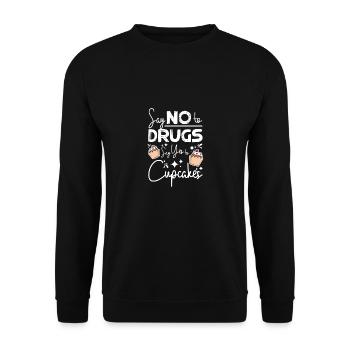 Say No To Drugs Say Yes To cupcakes Red Ribbon - Unisex Sweatshirt - black - Front - Alina (178cm) & Michal (187cm)