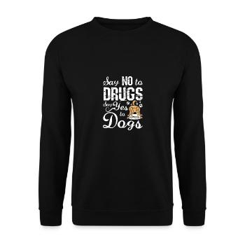 Dites non aux drogues Dites oui aux chiens Ruban rouge - Sweat-shirt Unisexe - noir - Devant - Alina (178cm) & Michal (187cm)
