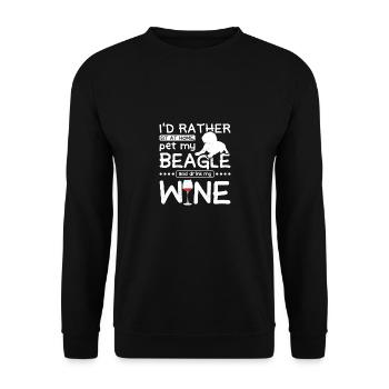 Pet my beagle and drink wine - Unisex Sweatshirt - black - Front - Alina (178cm) & Michal (187cm)