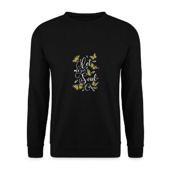 Laisse grandir ton âme, Papillon - Sweat-shirt Unisexe - noir - Devant - Alina (178cm) & Michal (187cm)