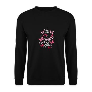 This girl flies like a Butterfly - Unisex Pullover - Schwarz - Vorne - Alina (178cm) & Michal (187cm)