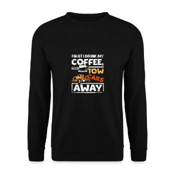 Voiture de remorquage de café loin conducteur de dépanneuse - Sweat-shirt Unisexe - noir - Devant - Alina (178cm) & Michal (187cm)