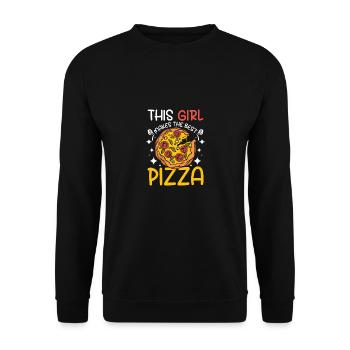 This girl makes the best pizza - Unisex Sweatshirt - black - Front - Alina (178cm) & Michal (187cm)