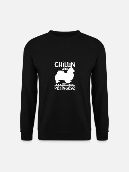 Chillin with my best friend pekingese - Unisex Pullover - Schwarz