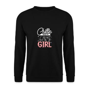 Chillin with my pekingese girl - Unisex Sweatshirt - black - Front - Alina (178cm) & Michal (187cm)