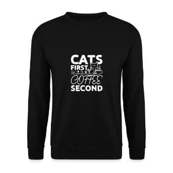Les chats d’abord, le café ensuite - Sweat-shirt Unisexe - noir - Devant - Alina (178cm) & Michal (187cm)