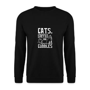 Cafés et câlins pour chats - Sweat-shirt Unisexe - noir - Devant - Alina (178cm) & Michal (187cm)