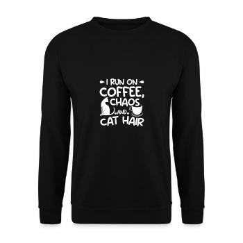 I run on coffee chaos and cat hair - Unisex Sweatshirt - black - Front - Alina (178cm) & Michal (187cm)