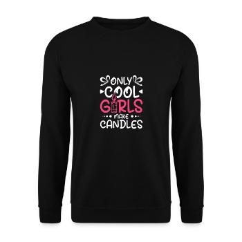 Only cool girls make candles - Unisex Pullover - Schwarz - Vorne - Alina (178cm) & Michal (187cm)