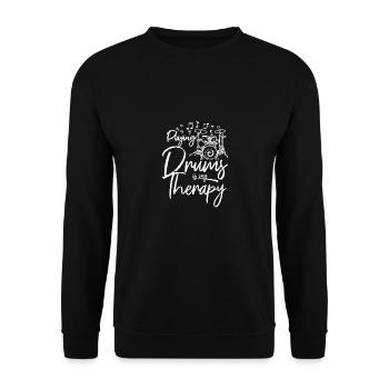 Playing drums is my therapy - Unisex Sweatshirt - black - Front - Alina (178cm) & Michal (187cm)