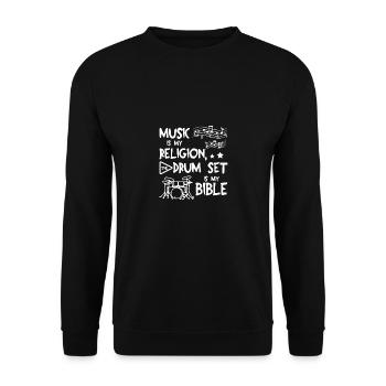 Music is my religion the drum set is my bible - Unisex Pullover - Schwarz - Vorne - Alina (178cm) & Michal (187cm)