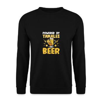 Powered by tamales and beer - Unisex Sweatshirt - black - Front - Alina (178cm) & Michal (187cm)