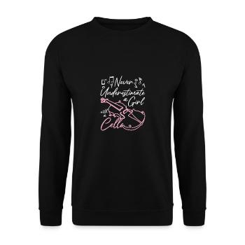 Never underestimate a girl with a cello - Unisex Sweatshirt - black - Front - Alina (178cm) & Michal (187cm)