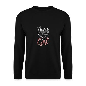 Ne sous-estimez jamais une fille qui dessine - Sweat-shirt Unisexe - noir - Devant - Alina (178cm) & Michal (187cm)